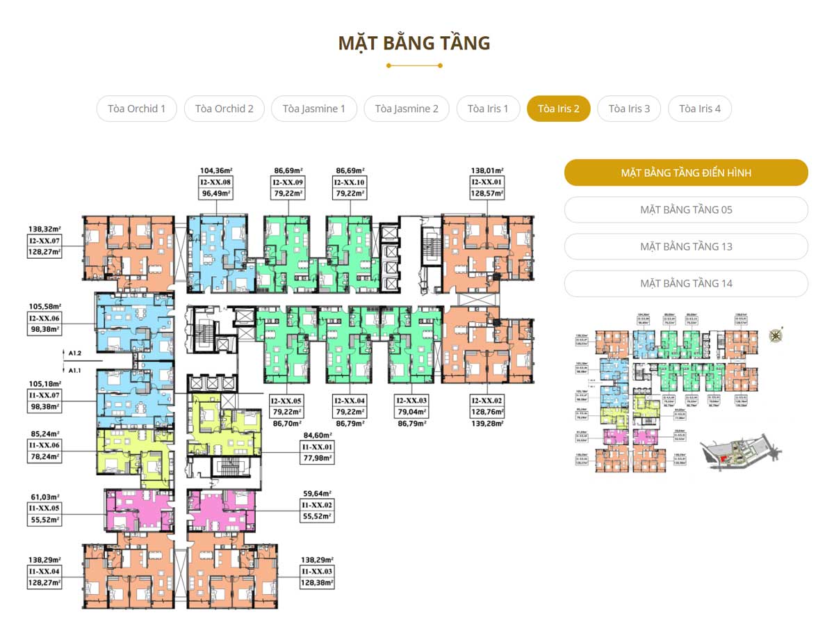 Mặt bằng tầng tòa Iris 2