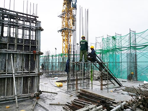 Dựng cốt thép vách tầng 22 lên 23 (tiến độ 20.12.2016)
