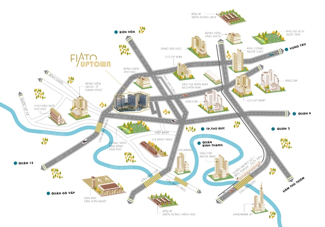 FIATO UPTOWN tọa lạc ngay Vành đai 2, nắm giữ vị trí chiến lược và đón đầu tiềm năng bứt phá của TP. Thủ Đức.